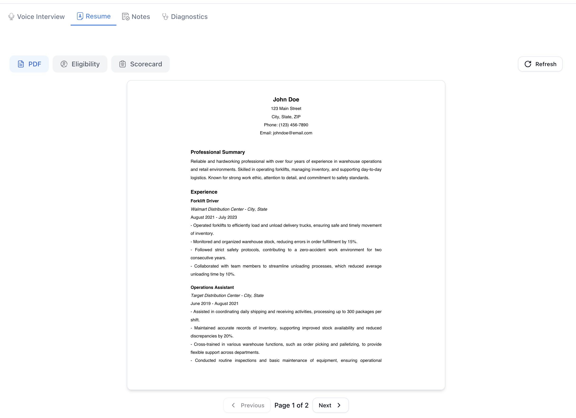 HeyMilo resume match scoring