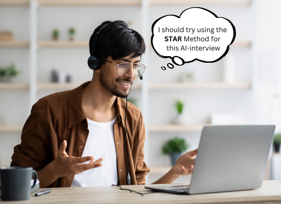 A candidate using the STAR Method for an AI interview