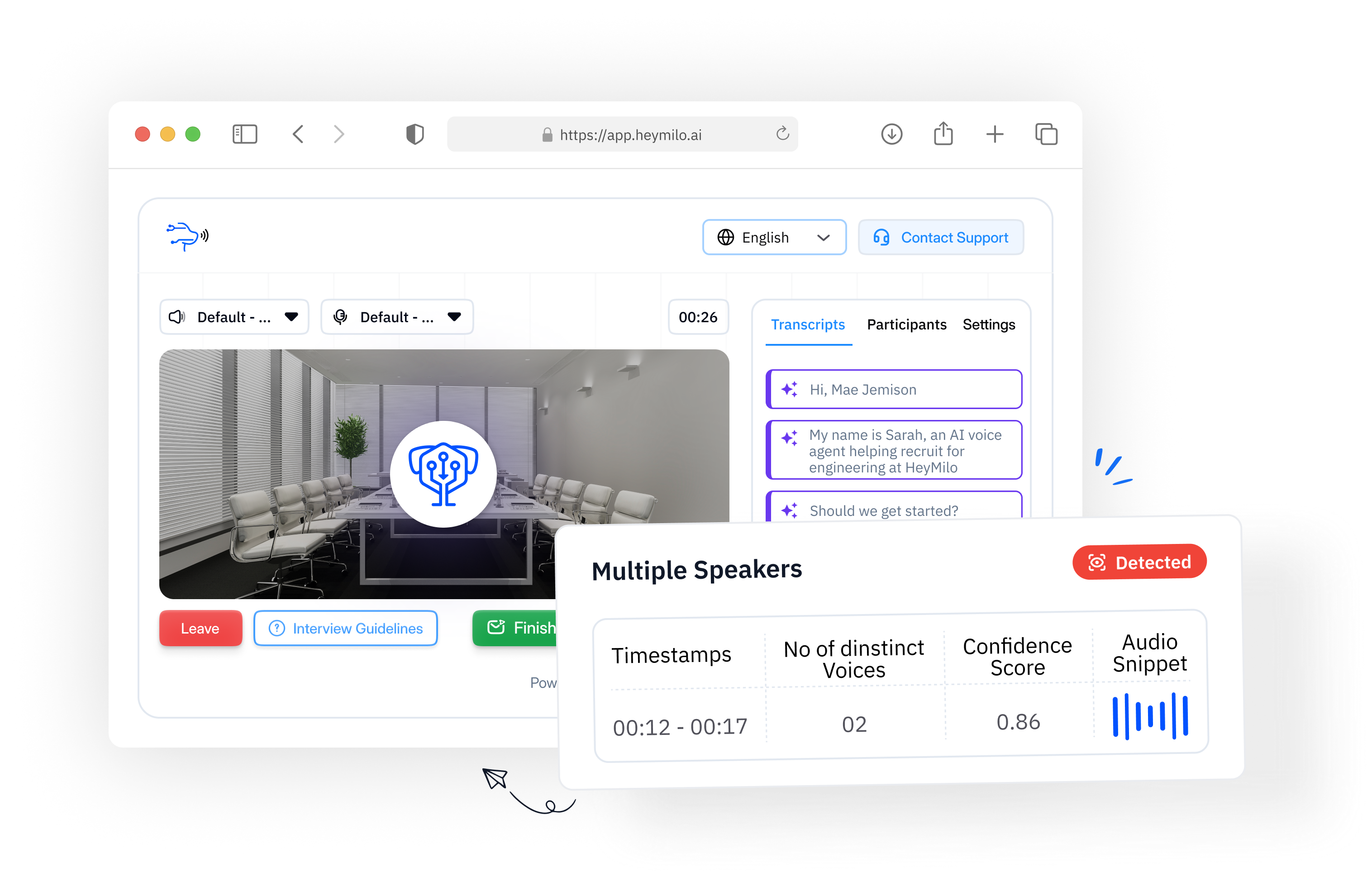 HeyMilo AI cheat detection dashboard