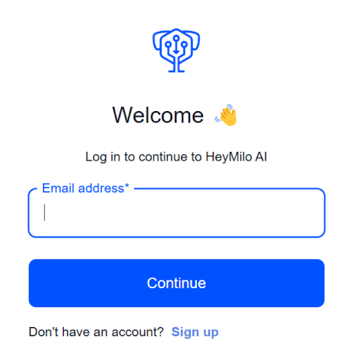HeyMilo Dashboard Login
