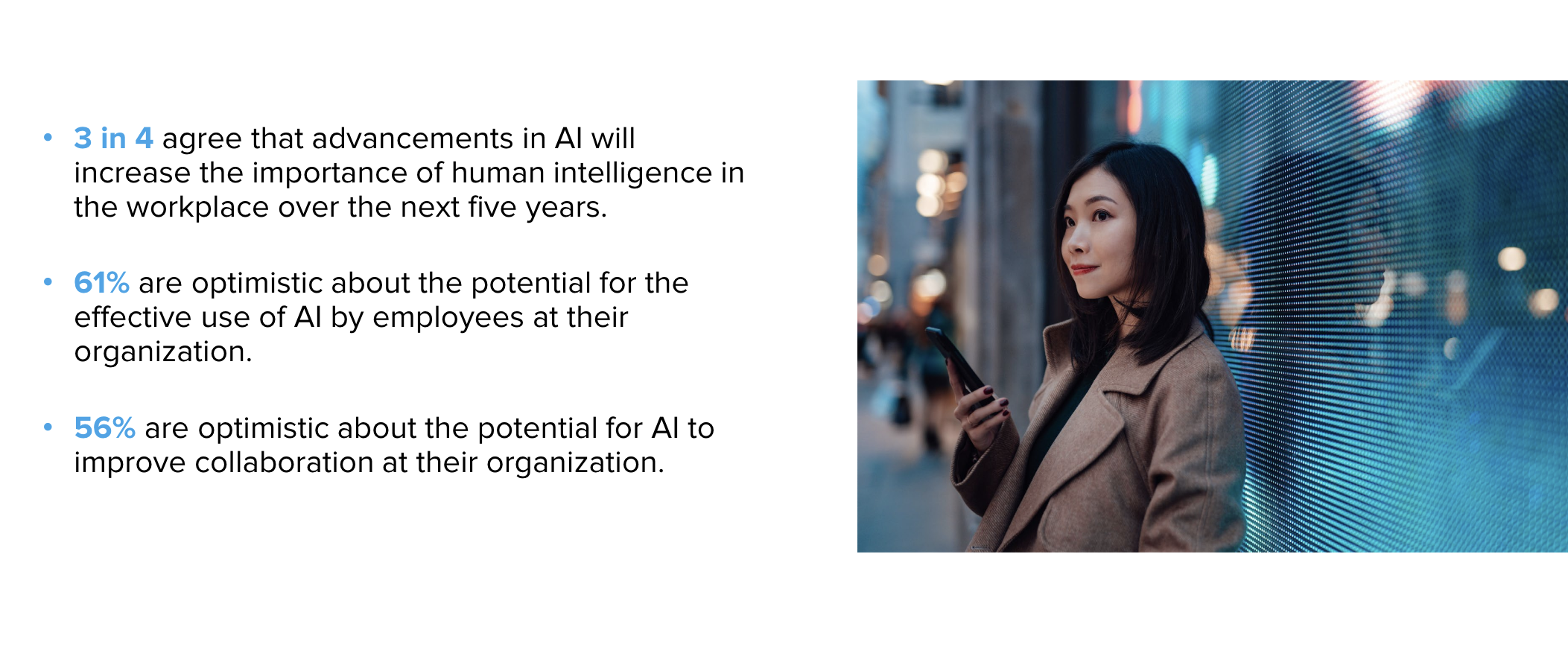 An image of statistics of HR Professionals optimistic about AI Recruiting tools in their organization