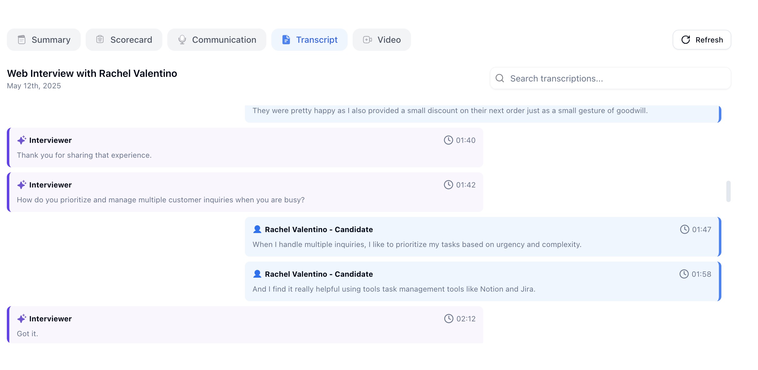 HeyMilo interview transcript with timestamps
